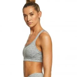 Manduka Cross Strap Yoga Bra Feather Grey Melange CLOTHING