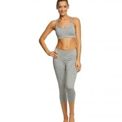 Manduka Cross Strap Yoga Bra Feather Grey Melange CLOTHING