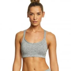 Manduka Cross Strap Yoga Bra Feather Grey Melange CLOTHING