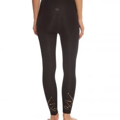 Beyond Yoga Knit Down High Waisted 7/8 Yoga Leggings Jet Black CLOTHING