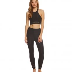 Beyond Yoga Knit Down High Waisted 7/8 Yoga Leggings Jet Black CLOTHING