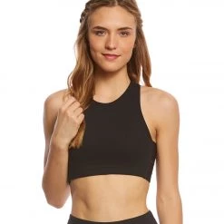 Beyond Yoga Wide Band Stacked Yoga Sports Bra Jet Black CLOTHING