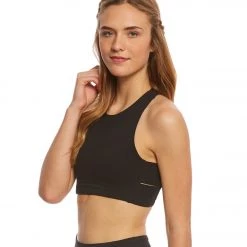 Beyond Yoga Wide Band Stacked Yoga Sports Bra Jet Black CLOTHING