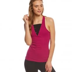 Beyond Yoga Wide Band Stacked Yoga Tank Top Plumberry
