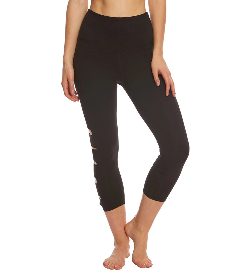 Beyond Yoga Wide Band Stacked Yoga Capris Jet Black 4 Beyond Yoga Wide Band Stacked Yoga Capris Jet Black