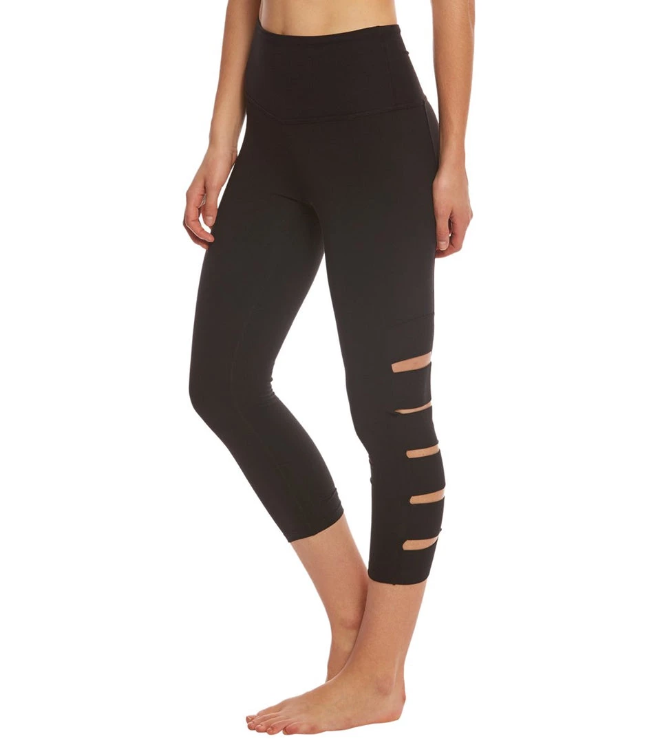 Beyond Yoga Wide Band Stacked Yoga Capris Jet Black 8 Beyond Yoga Wide Band Stacked Yoga Capris Jet Black