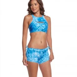 Onzie Open Heart Yoga Sports Bra Tie Dye Blue Yoga Sports Bras