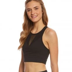 CLOTHING Beyond Yoga Quilt Ahead Keyhole Yoga Bralette Jet Black