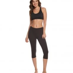 Marika Tummy Control Cotton Yoga Capris Black CLOTHING