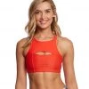 Onzie Open Heart Yoga Sports Bra Hot Coral
