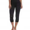 Betsey Johnson Slashed Knee Yoga Capri Leggings Black