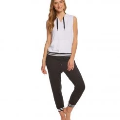 Beyond Yoga Varsity Sleeveless Hoodie White
