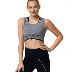 CLOTHING Onzie Knot Yoga Crop Top Heather Grey