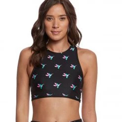 Beyond Yoga Kate Spade Lux Print Framed Yoga Bralette Hummingbirds