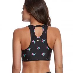Beyond Yoga Kate Spade Lux Print Framed Yoga Bralette Hummingbirds