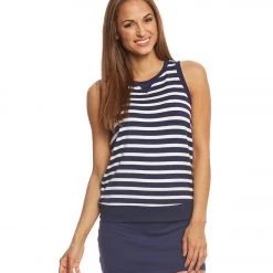 CLOTHING Beyond Yoga Kate Spade Modal Terry Bow Cut Out Sleeveless Sweatshirt Sailing Stripe Terry
