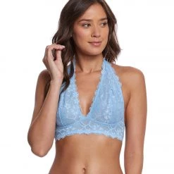 CLOTHING Free People Galloon Lace Halter Bra Sky