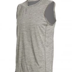 PrAna Men's Hardesty Muscle Tee Titainium Grey Stripe