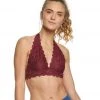 Free People Galloon Lace Halter Bra Wine