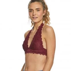 Free People Galloon Lace Halter Bra Wine 9 Free People Galloon Lace Halter Bra Wine