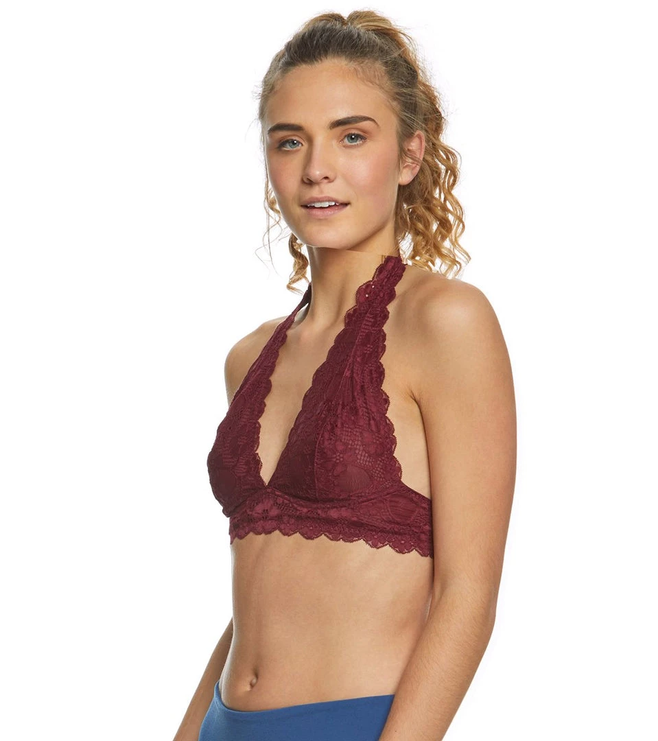 Free People Galloon Lace Halter Bra Wine 4 Free People Galloon Lace Halter Bra Wine