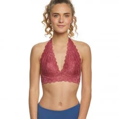Free People Galloon Lace Halter Bra Rose CLOTHING
