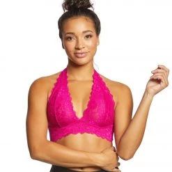 Free People Galloon Lace Halter Bra Red Berry CLOTHING