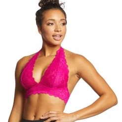 Free People Galloon Lace Halter Bra Red Berry CLOTHING