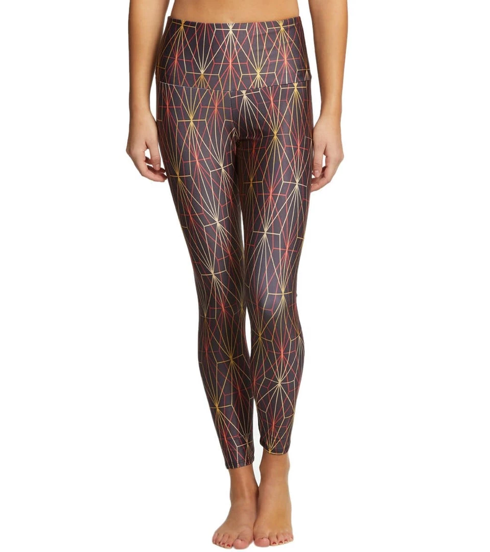 Onzie High Waisted Basic 7/8 Yoga Leggings Golden Matrix 3 Onzie High Waisted Basic 7/8 Yoga Leggings Golden Matrix