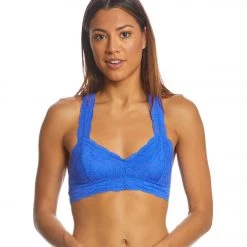 Free People Galloon Lace Racerback Bra Blue Combo