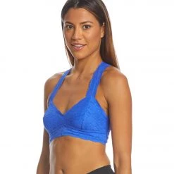 Free People Galloon Lace Racerback Bra Blue Combo