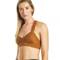 Free People Galloon Lace Racerback Bra Brown