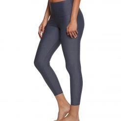 Onzie High Waisted Basic 7/8 Yoga Leggings Slate Grey Geo