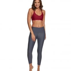 Onzie High Waisted Basic 7/8 Yoga Leggings Slate Grey Geo