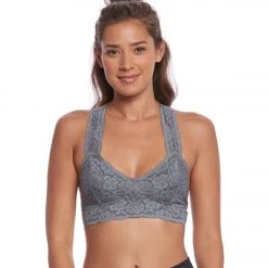 Free People Galloon Lace Racerback Bra Dark Grey