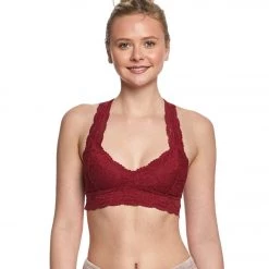 Free People Galloon Lace Racerback Bra Wine
