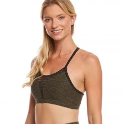 CLOTHING Beyond Yoga Spacedye Stacked And Sliced Racer Yoga Sports Bra Black/Aviator Green