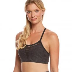 Beyond Yoga Spacedye Stacked And Sliced Racer Yoga Sports Bra Black-Steel CLOTHING