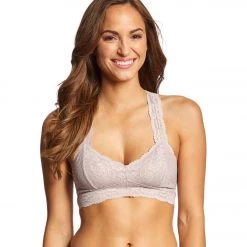 Free People Galloon Lace Racerback Bra Silver CLOTHING