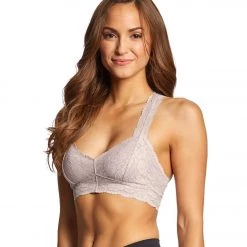 Free People Galloon Lace Racerback Bra Silver CLOTHING