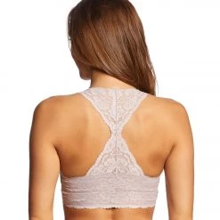 Free People Galloon Lace Racerback Bra Silver CLOTHING