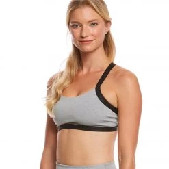Beyond Yoga Overture Strappy Ballet Yoga Sport Bra Gray Pintuck