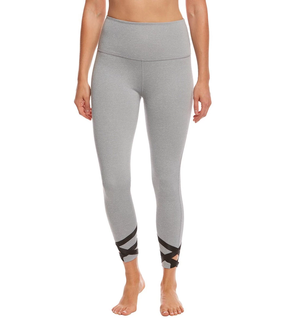 Beyond Yoga Overture Strappy Ballet 7/8 Yoga Leggings Gray Pintuck CLOTHING 3 Beyond Yoga Overture Strappy Ballet 7/8 Yoga Leggings Gray Pintuck CLOTHING