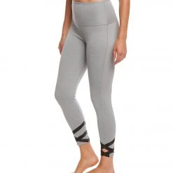 Beyond Yoga Overture Strappy Ballet 7/8 Yoga Leggings Gray Pintuck CLOTHING