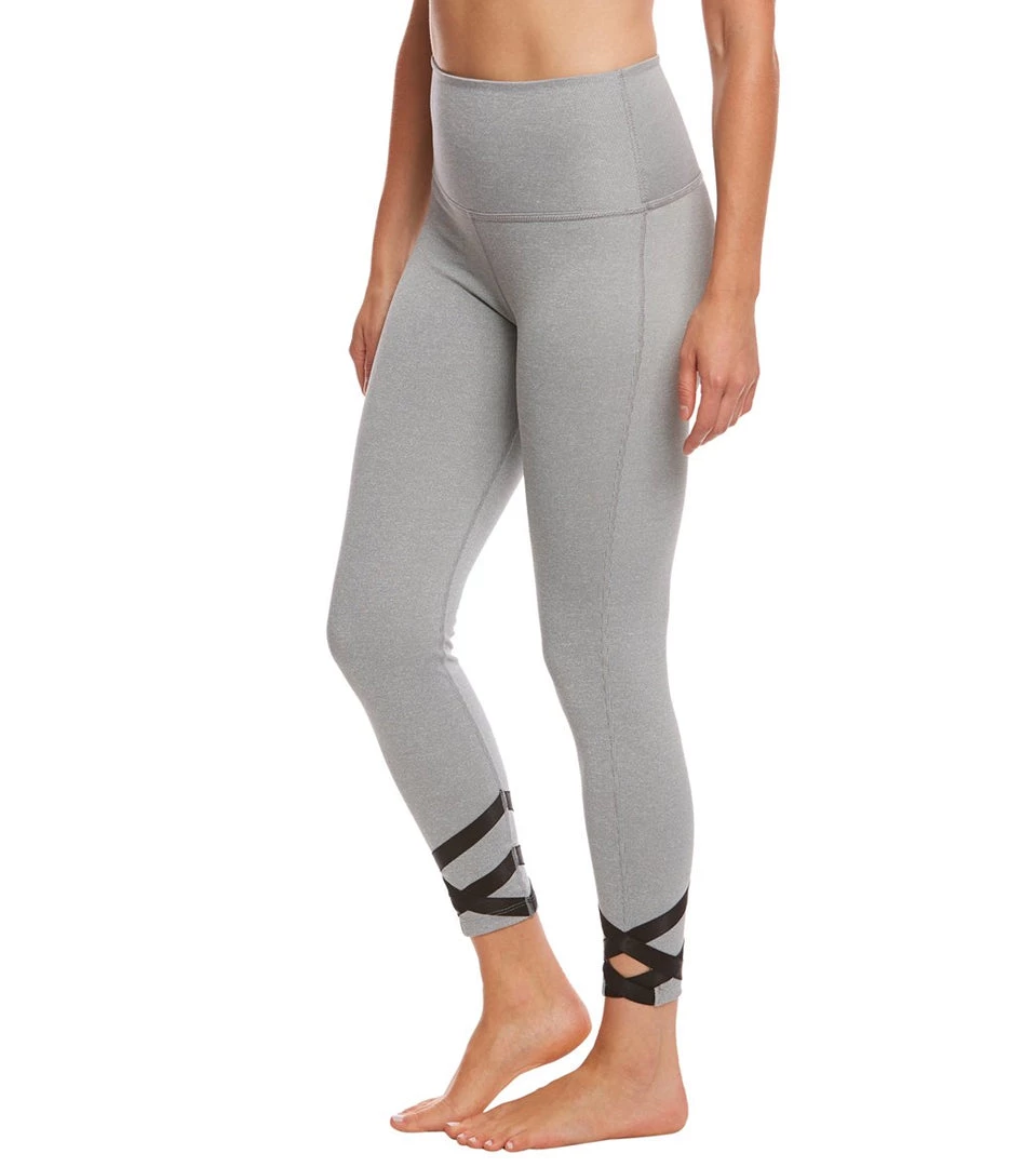 Beyond Yoga Overture Strappy Ballet 7/8 Yoga Leggings Gray Pintuck CLOTHING 4 Beyond Yoga Overture Strappy Ballet 7/8 Yoga Leggings Gray Pintuck CLOTHING