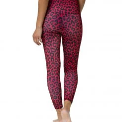 Onzie High Waisted Basic 7/8 Yoga Leggings Red Leopard 9 Onzie High Waisted Basic 7/8 Yoga Leggings Red Leopard