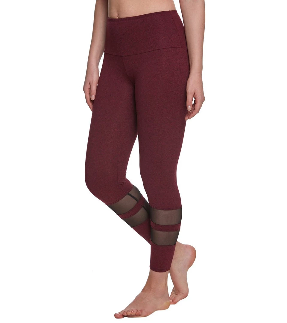 CLOTHING Onzie 7/8 Racer Yoga Leggings Burgundy/Black Mesh 4 CLOTHING Onzie 7/8 Racer Yoga Leggings Burgundy/Black Mesh