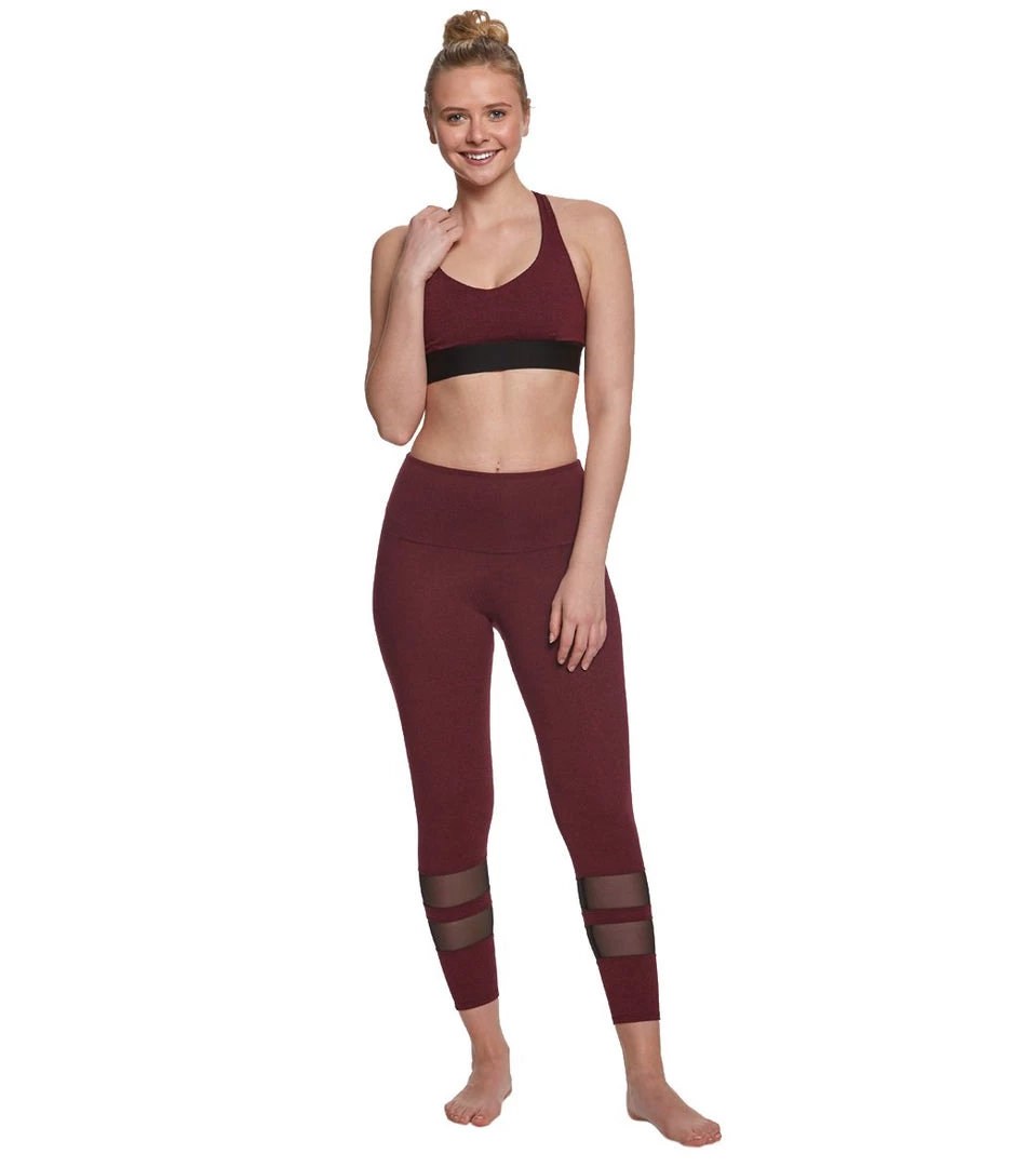 CLOTHING Onzie 7/8 Racer Yoga Leggings Burgundy/Black Mesh 6 CLOTHING Onzie 7/8 Racer Yoga Leggings Burgundy/Black Mesh