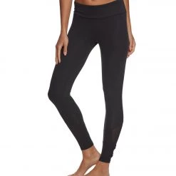 Balance Collection Alison High Waisted Strappy Mesh Yoga Leggings Black CLOTHING