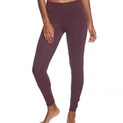 Balance Collection Alison High Waisted Strappy Mesh Yoga Leggings Wild Plum CLOTHING
